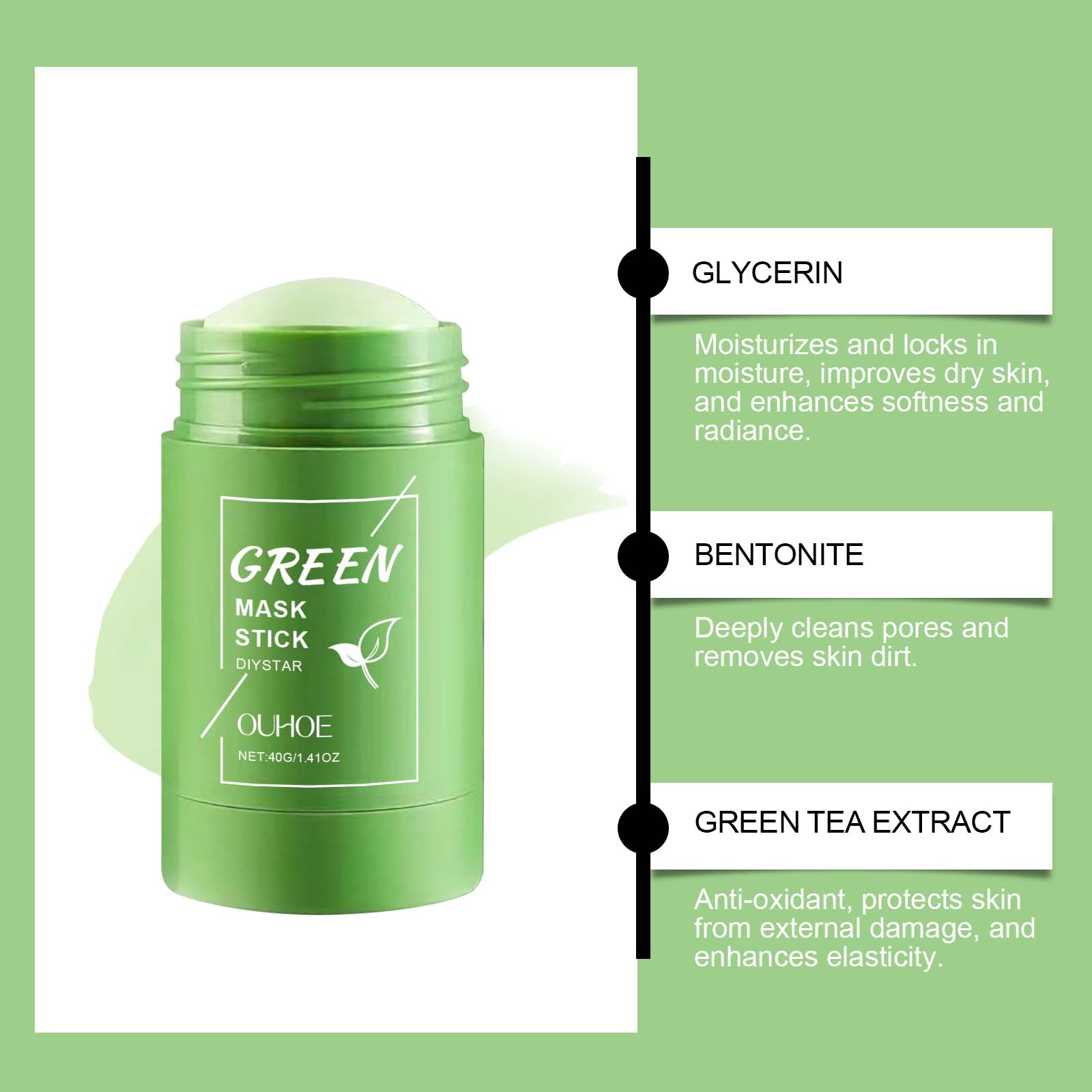 알래스카 화산 & 녹차 딥 포어 클렌징 마스크 스틱 블 - Bentonite Clay Mask 리뷰 및 가격