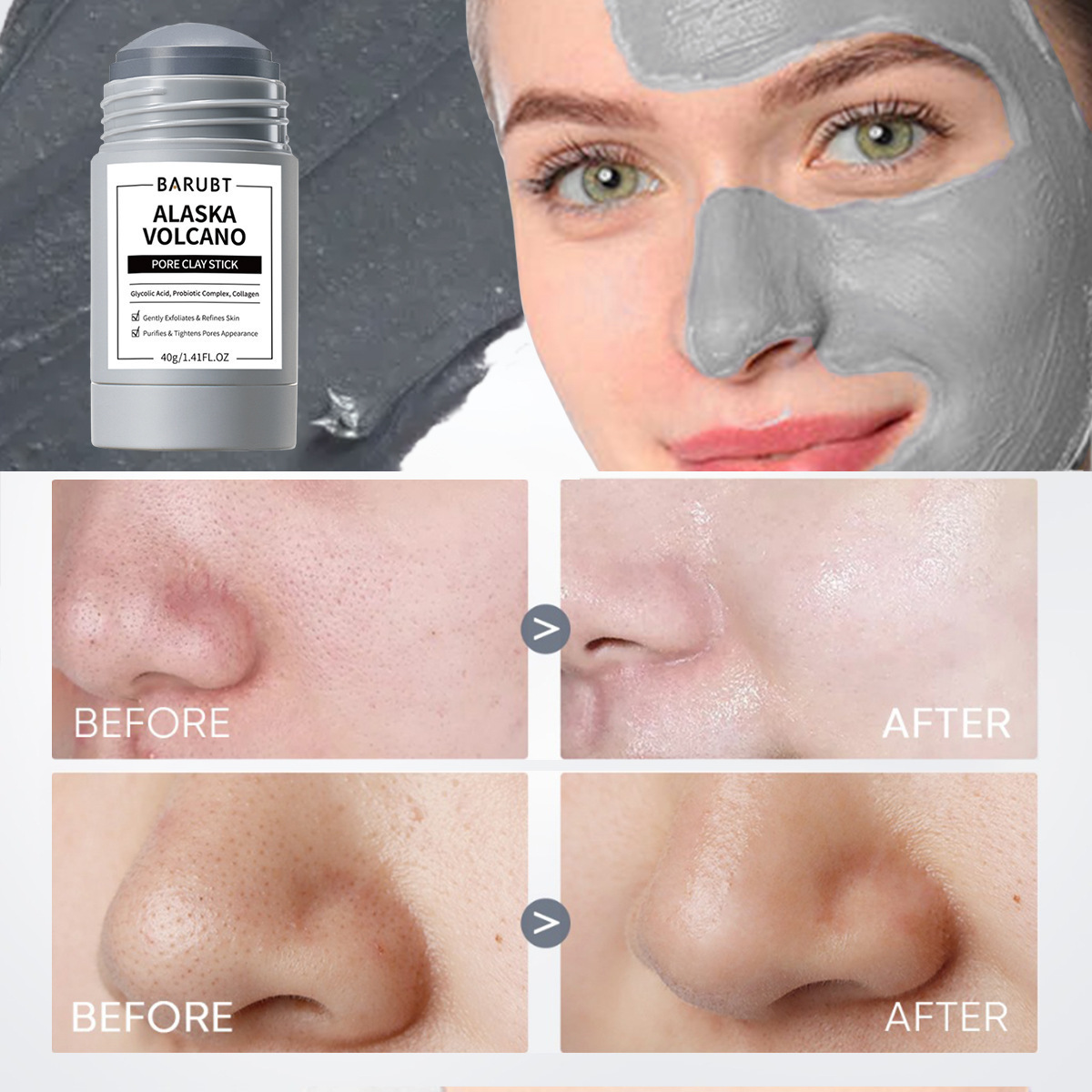 알래스카 화산 마스크 쑥 클렌징 마스크 스틱 모공 축소 - Bentonite Clay Mask 리뷰 및 가격
