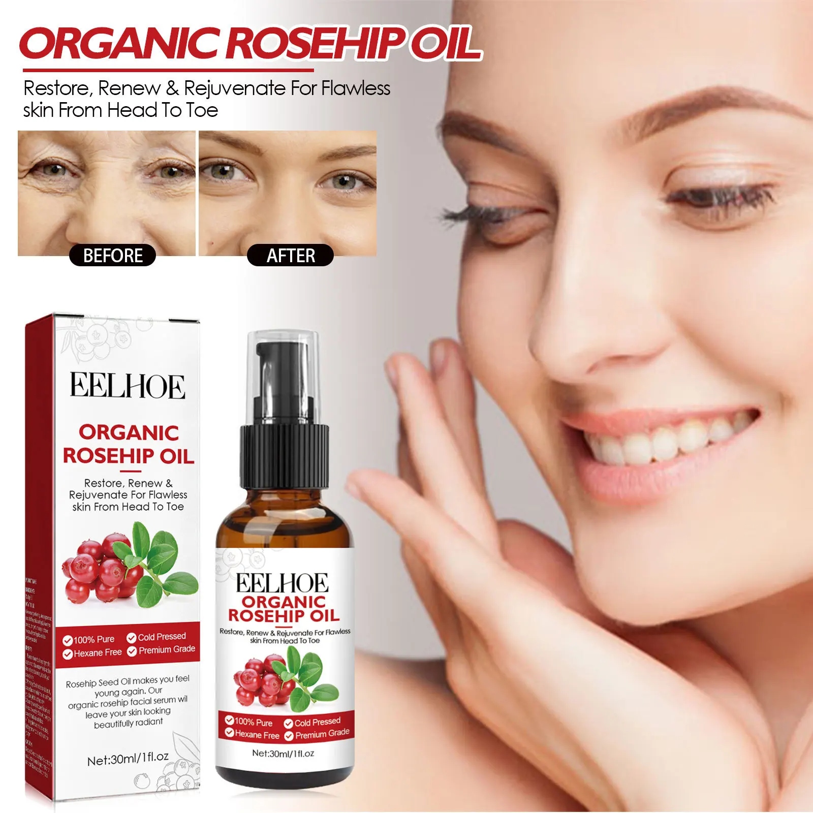 30ml 로즈힙 오일 페이셜 세럼 모이스춰 라이징 및  - Face Oil Rosehip 리뷰 및 가격